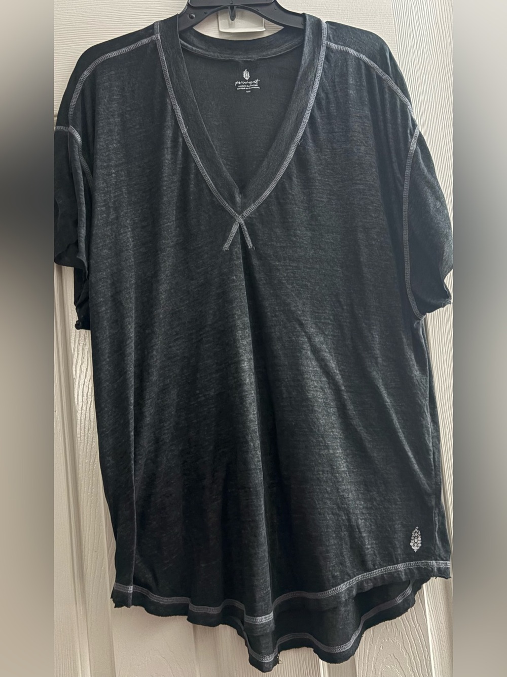 FP Movement by Free People Black Short Sleeve V-Neck Tee